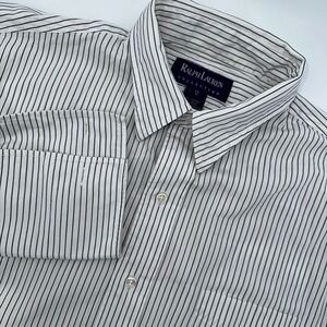 Purple Label Ralph Lauren Women's Button Down Dress Shirt Black Stripe Size 12